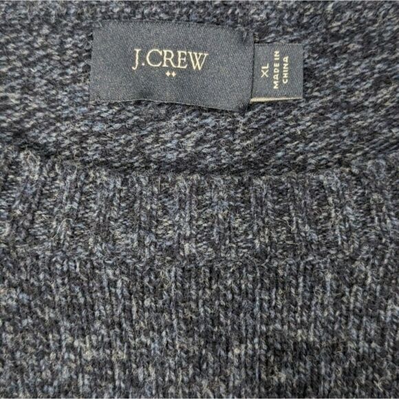 J.Crew Men's 100% Lambs Wool Blue Marled Crewneck Sweater Long Sleeve Casual XL - Picture 5 of 8